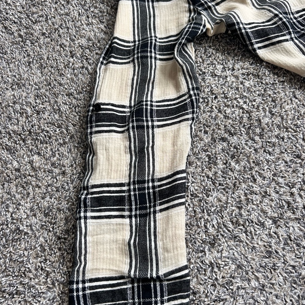 KORI America Tan and Black plaid high low Lagenlook Cardigan Small - Picture 9 of 9